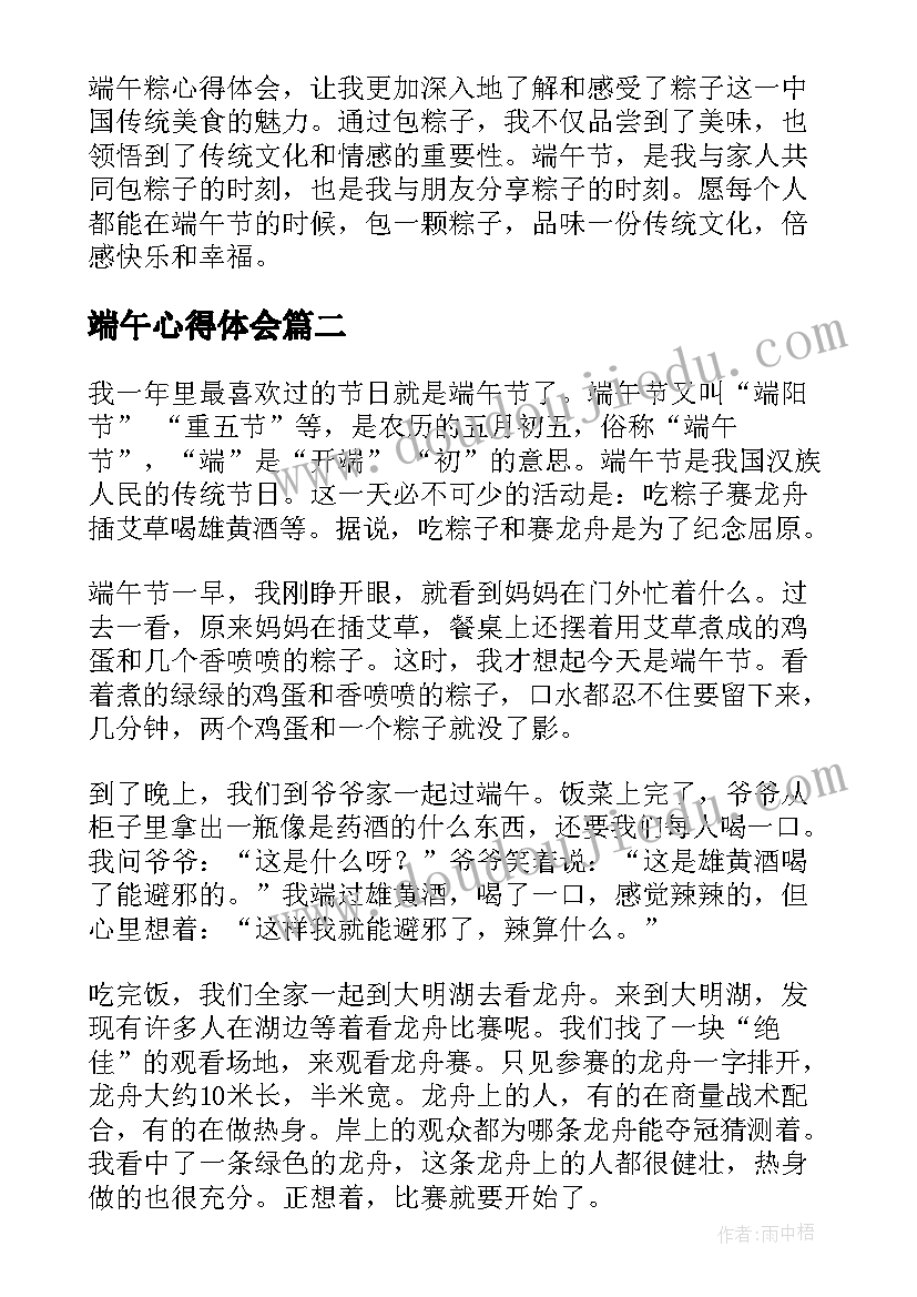 2023年端午心得体会 端午粽心得体会(优秀5篇)