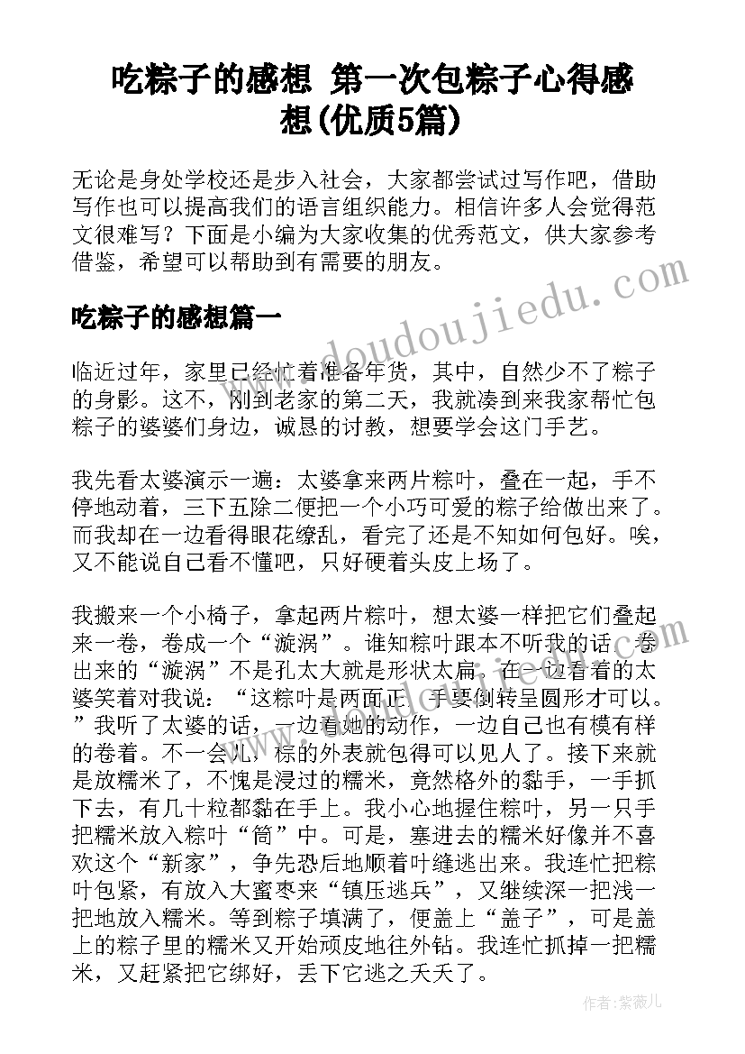 吃粽子的感想 第一次包粽子心得感想(优质5篇)