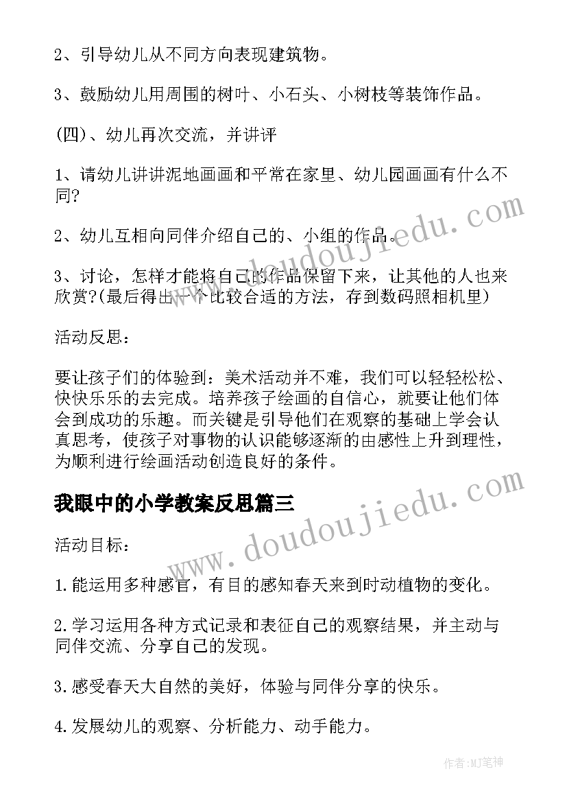 我眼中的小学教案反思(实用5篇)