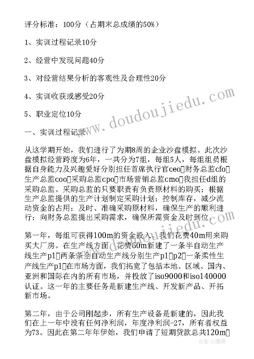 最新沙盘模拟企业个个经营总结报告(精选5篇)