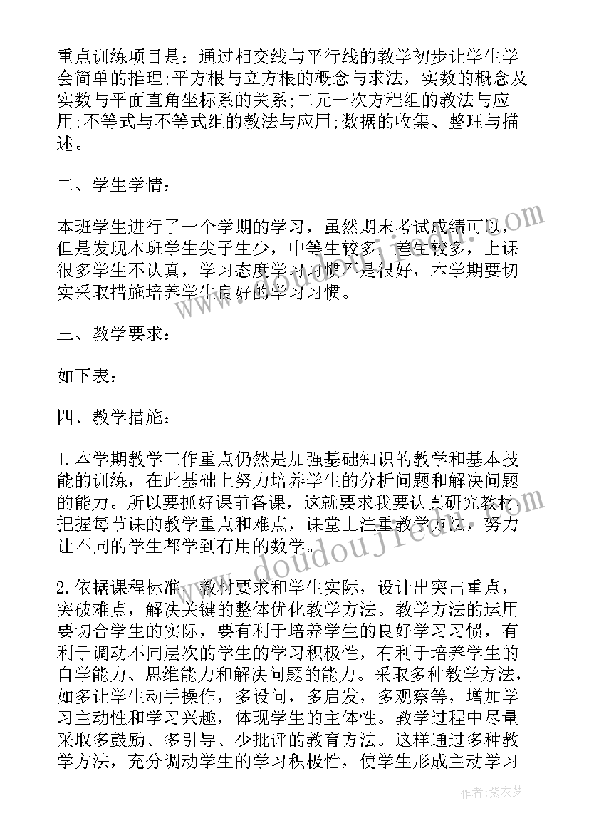 初一数学教学计划下 初一数学科教学计划(实用5篇)