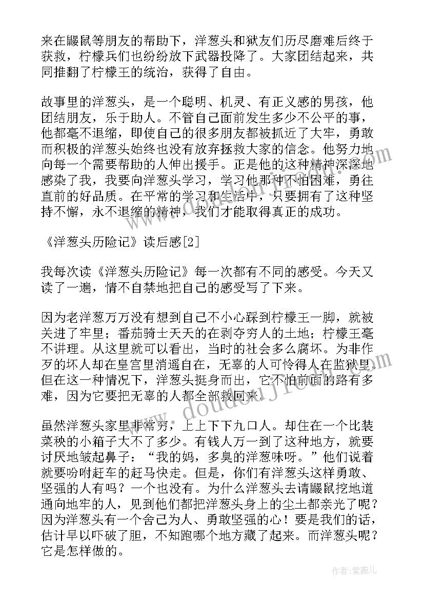 2023年洋葱头历险记的读后感(汇总10篇)