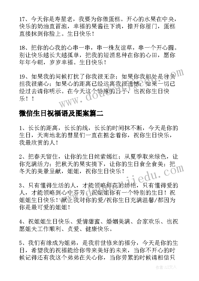 2023年微信生日祝福语及图案(精选6篇)