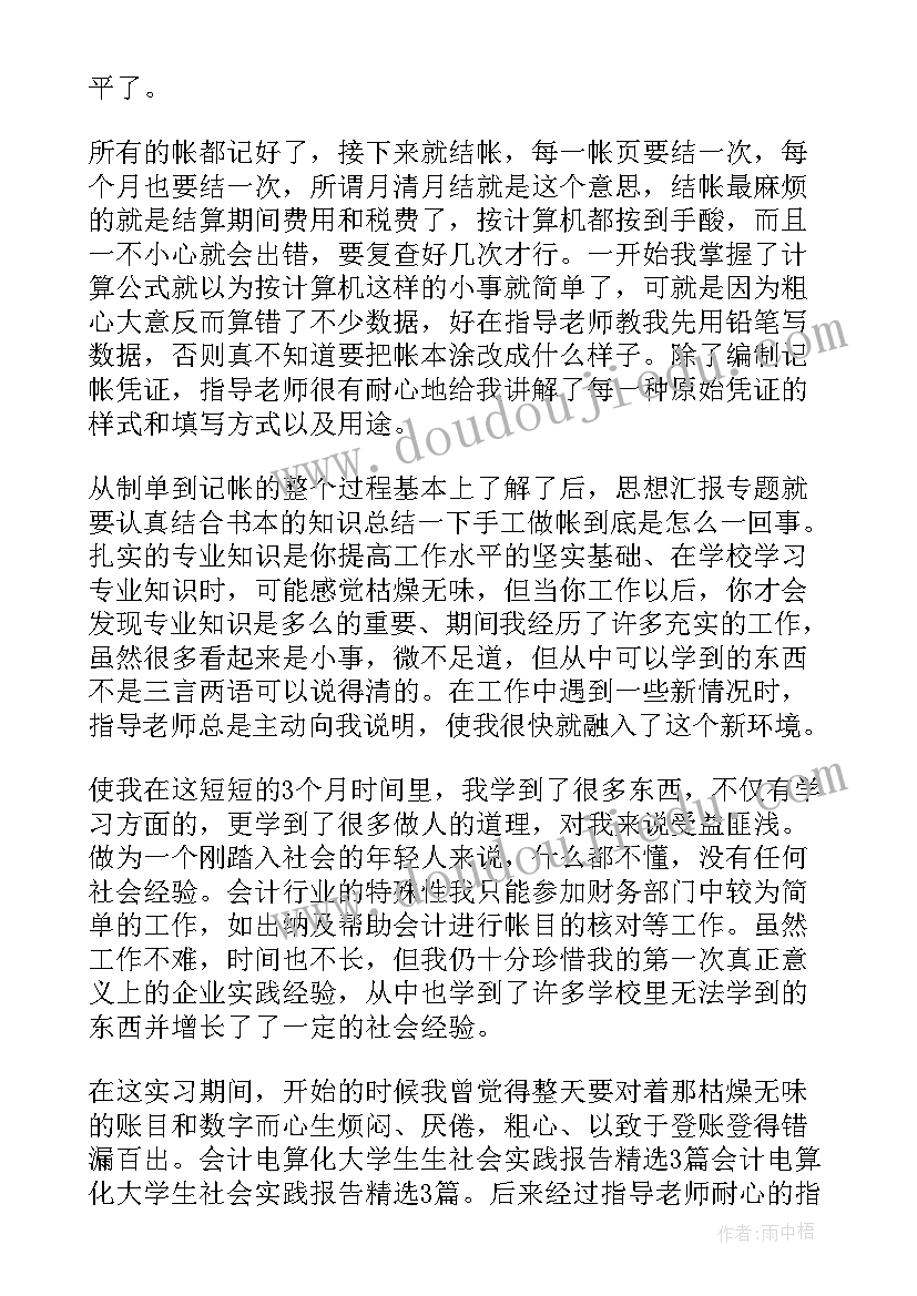 最新会计社会实践报告大学生(通用7篇)