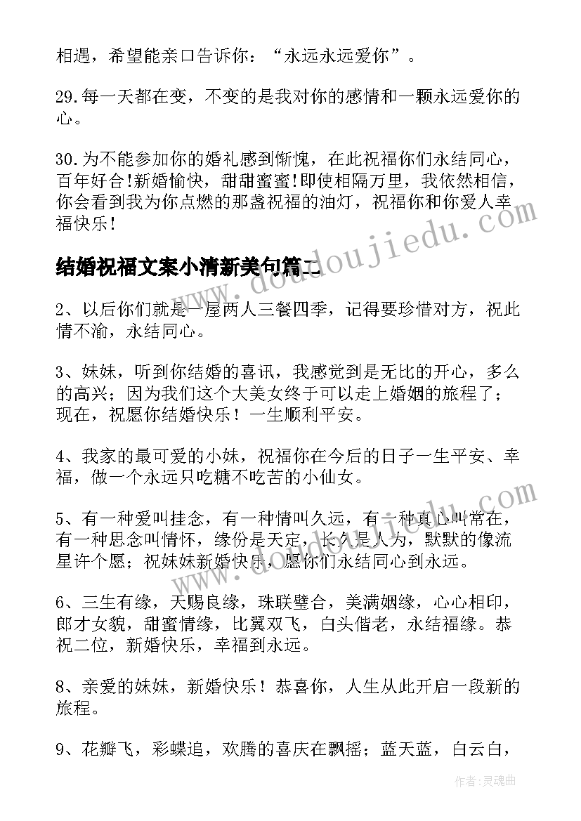 结婚祝福文案小清新美句(通用9篇)