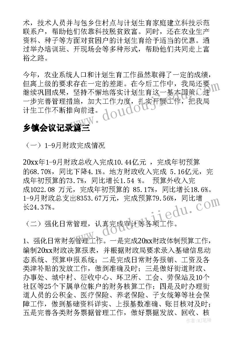 2023年乡镇会议记录 乡镇干部工作总结(优质10篇)