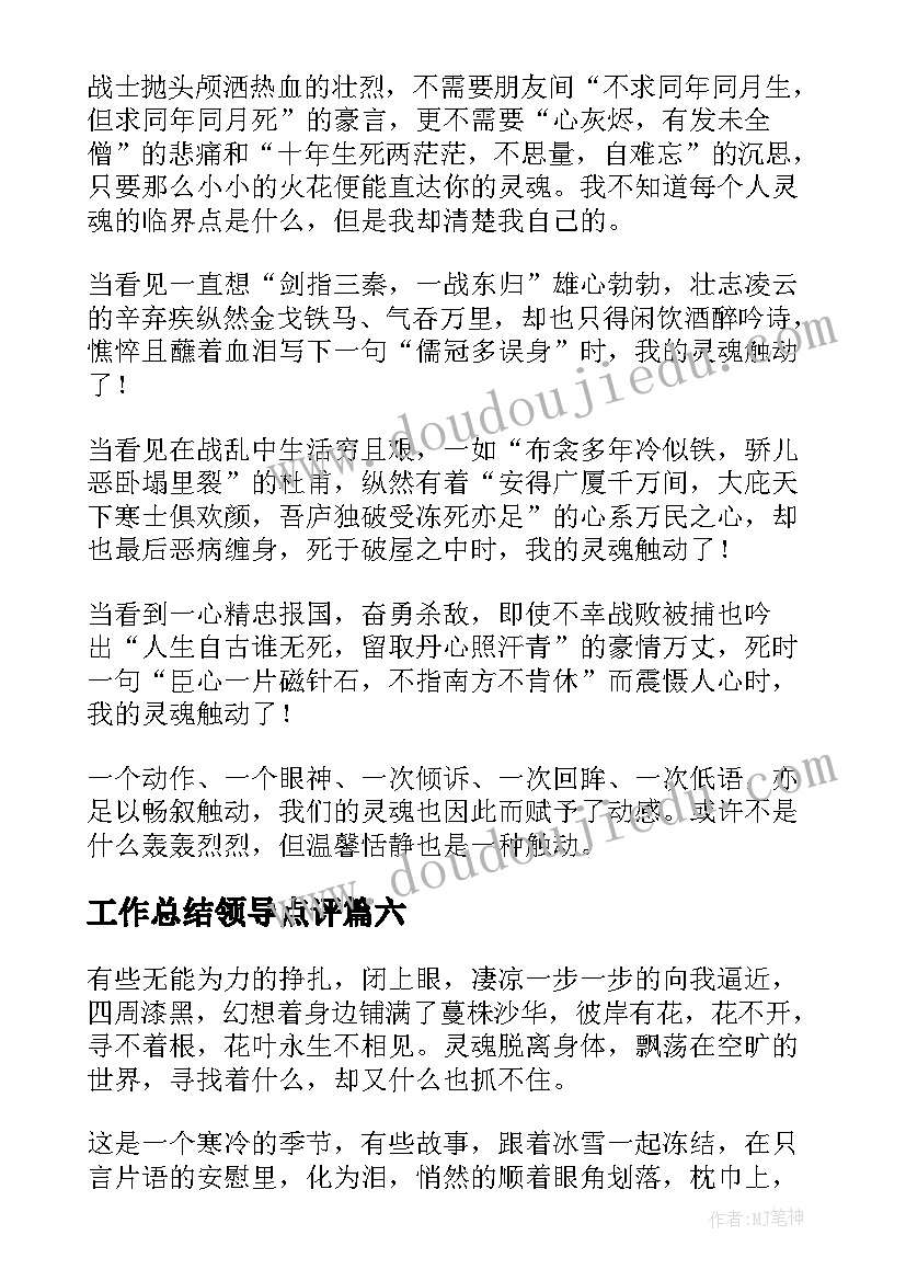 2023年工作总结领导点评(大全10篇)