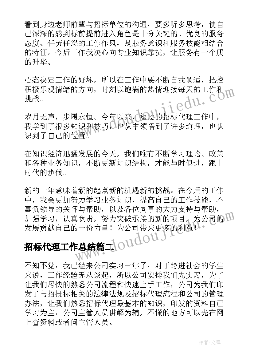 最新招标代理工作总结(通用8篇)