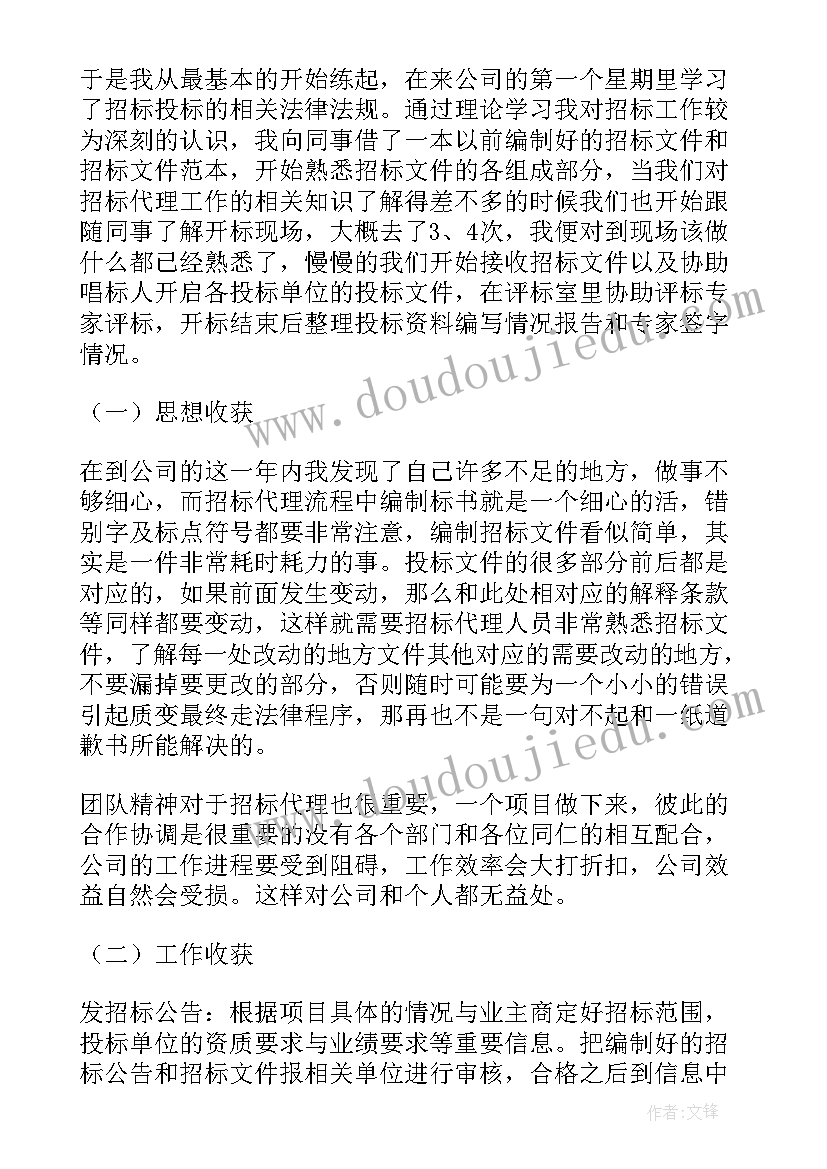 最新招标代理工作总结(通用8篇)