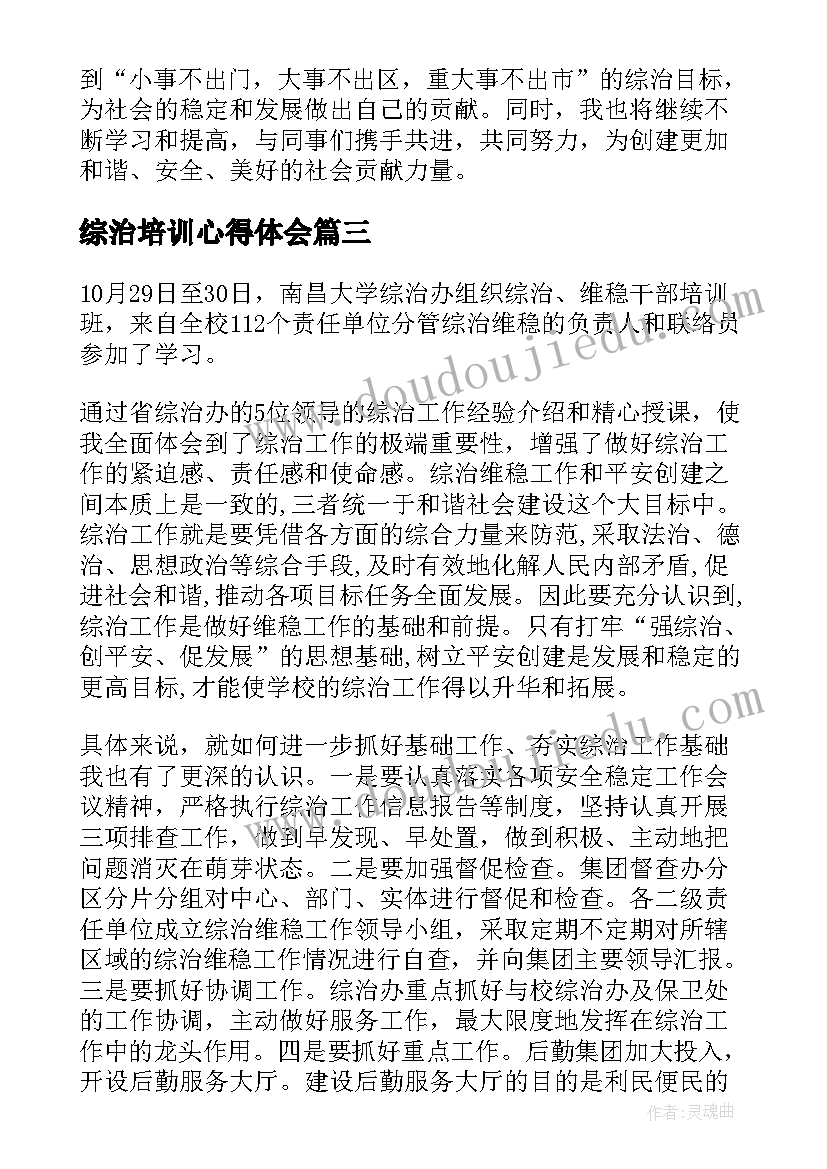 2023年综治培训心得体会(模板5篇)