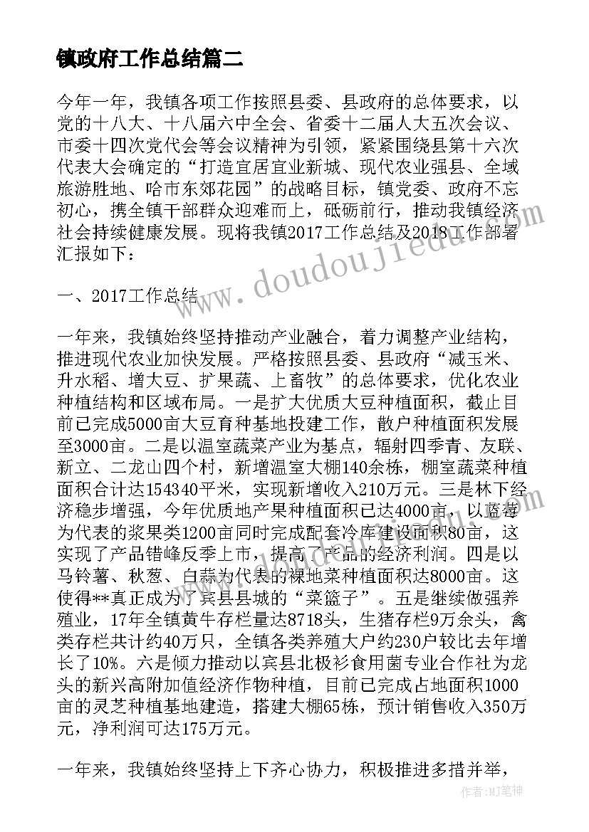 最新镇政府工作总结 镇政府工作总结共(优秀5篇)