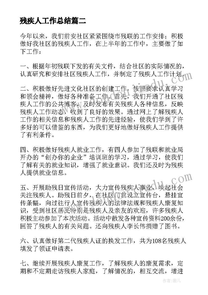 残疾人工作总结(优质5篇)