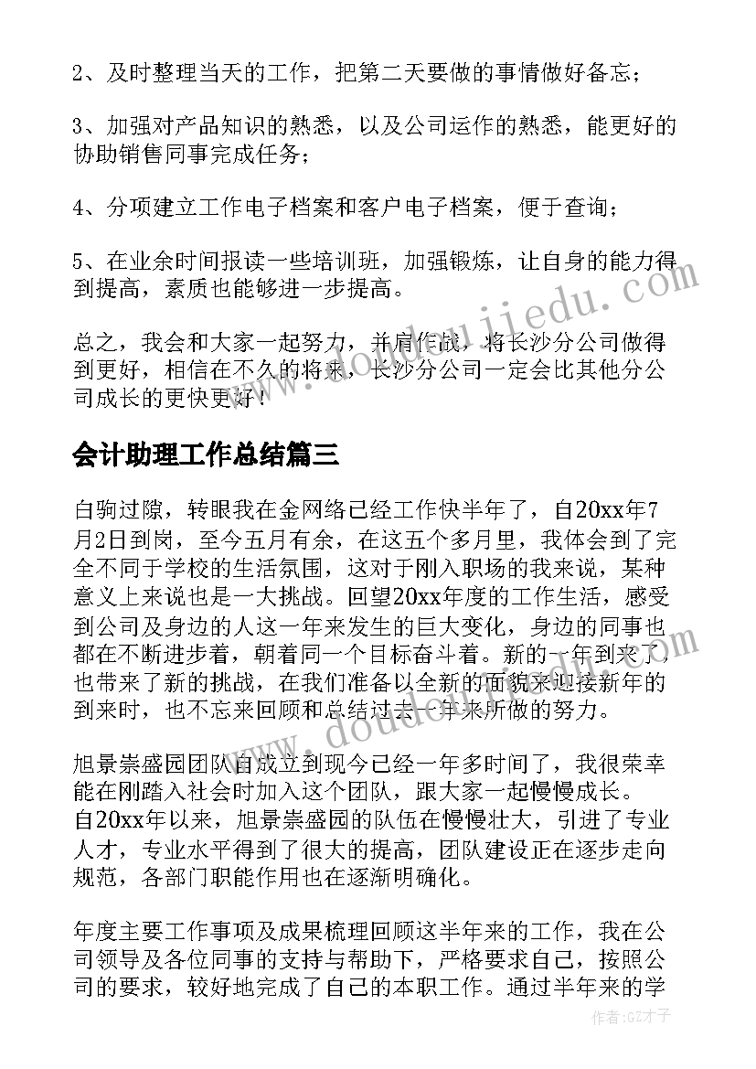 2023年会计助理工作总结(汇总9篇)