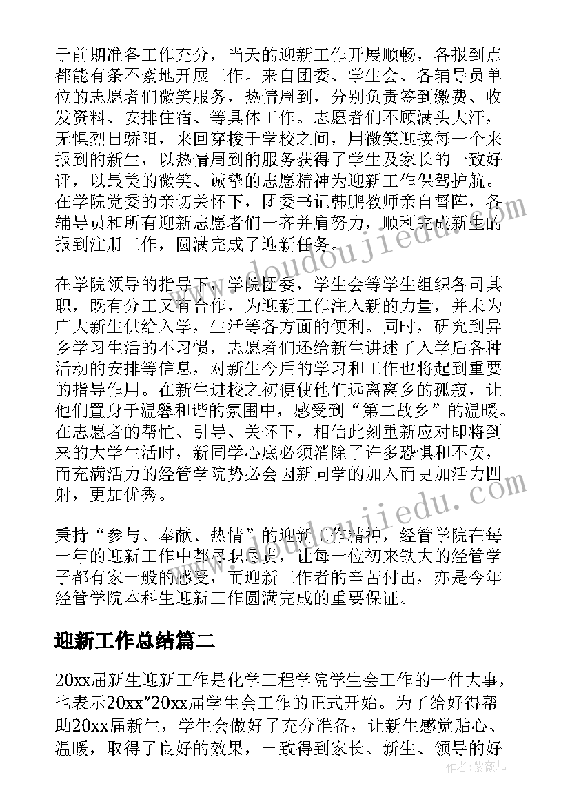 2023年迎新工作总结(通用10篇)