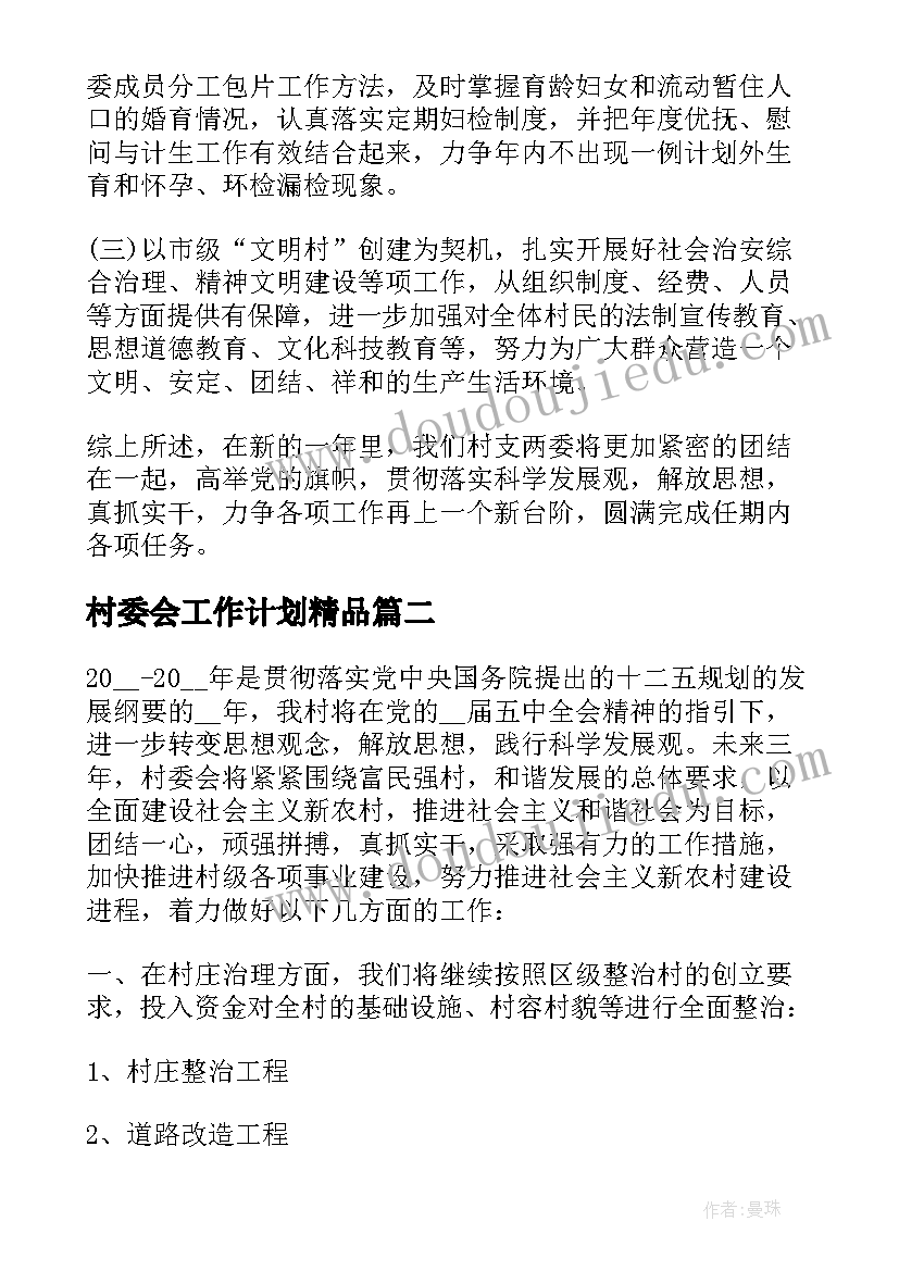 村委会工作计划精品 村委会年度工作计划(模板6篇)