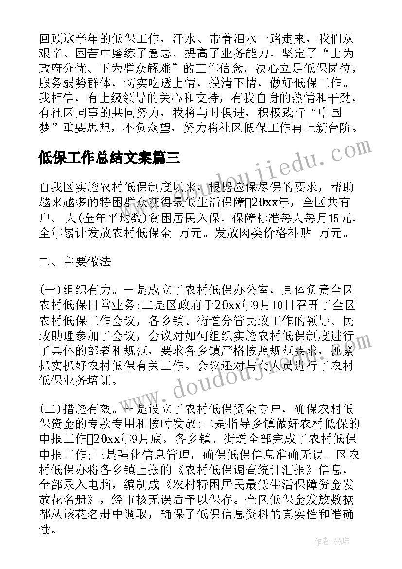 2023年低保工作总结文案(模板8篇)