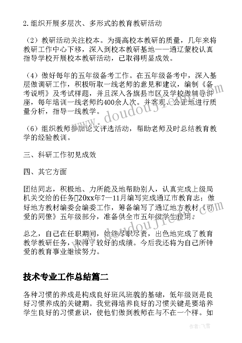 2023年技术专业工作总结(大全7篇)