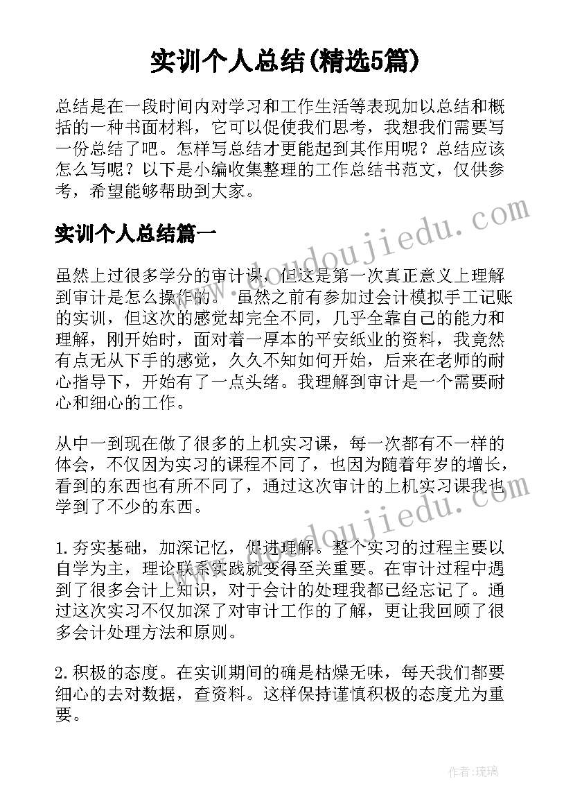 实训个人总结(精选5篇)