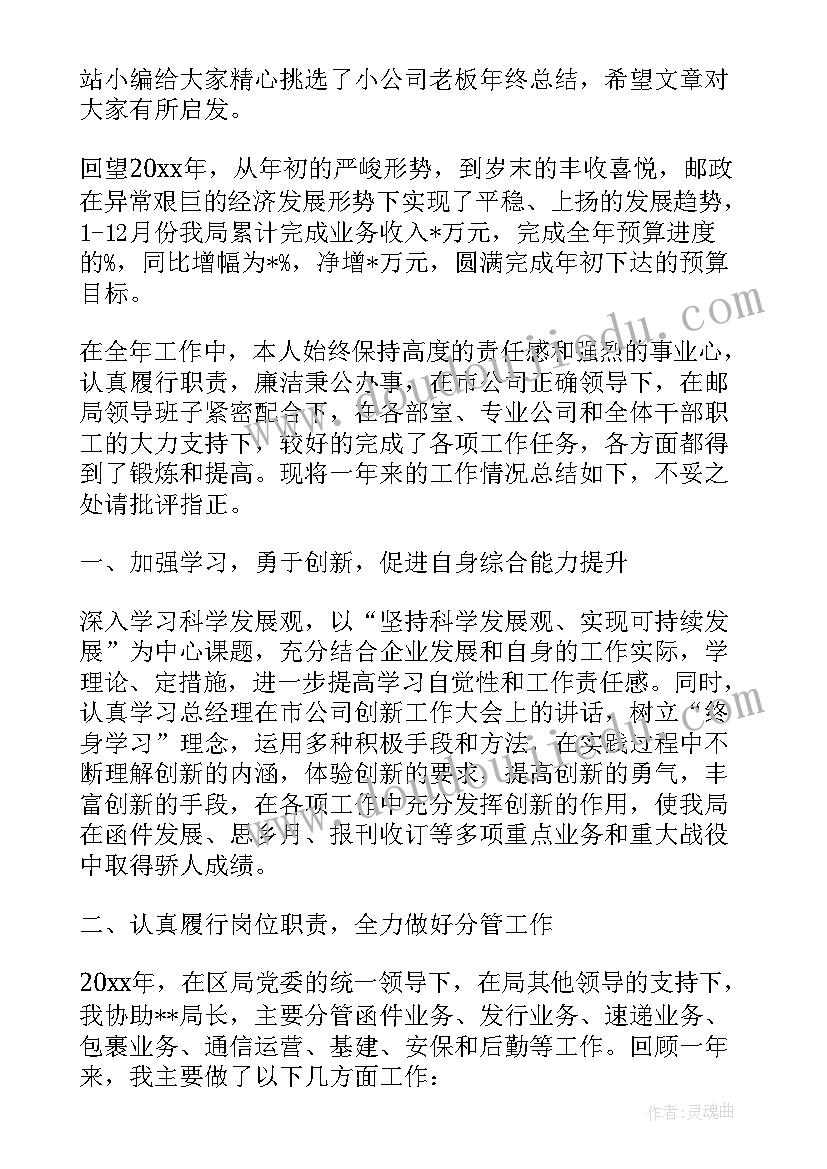 老板年终总结 老板公司年终总结发言稿(实用5篇)