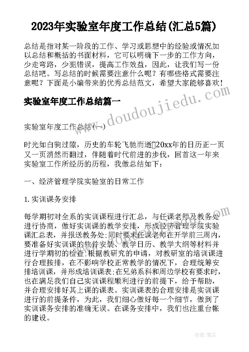 2023年实验室年度工作总结(汇总5篇)