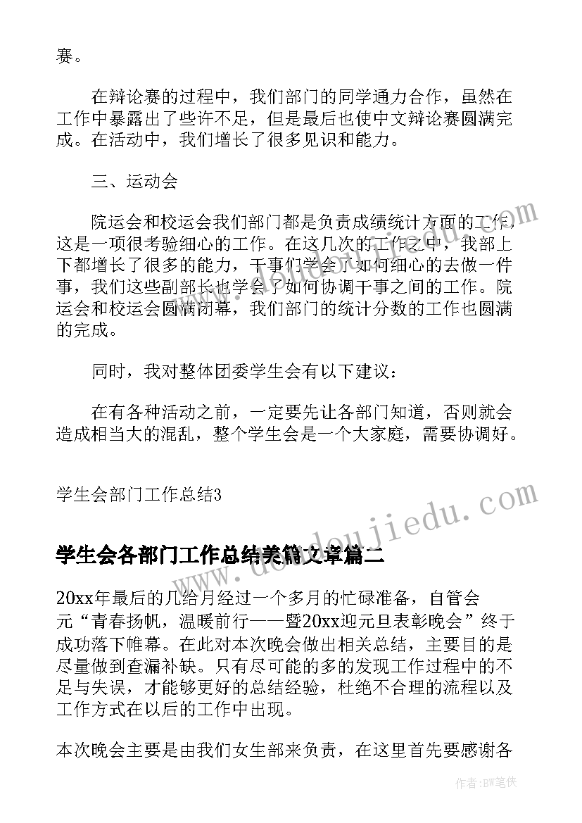 2023年学生会各部门工作总结美篇文章 学生会各部门工作总结整理(通用10篇)