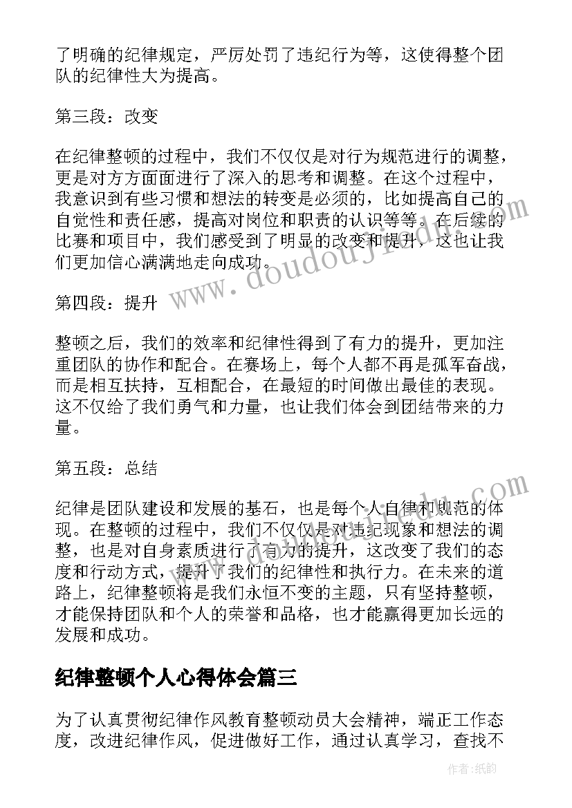 2023年纪律整顿个人心得体会(模板5篇)