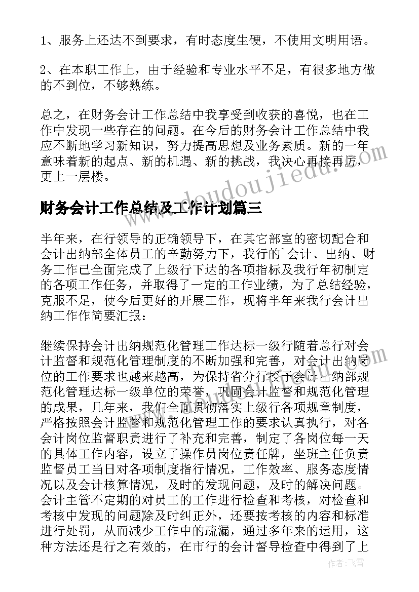 2023年财务会计工作总结及工作计划(模板5篇)