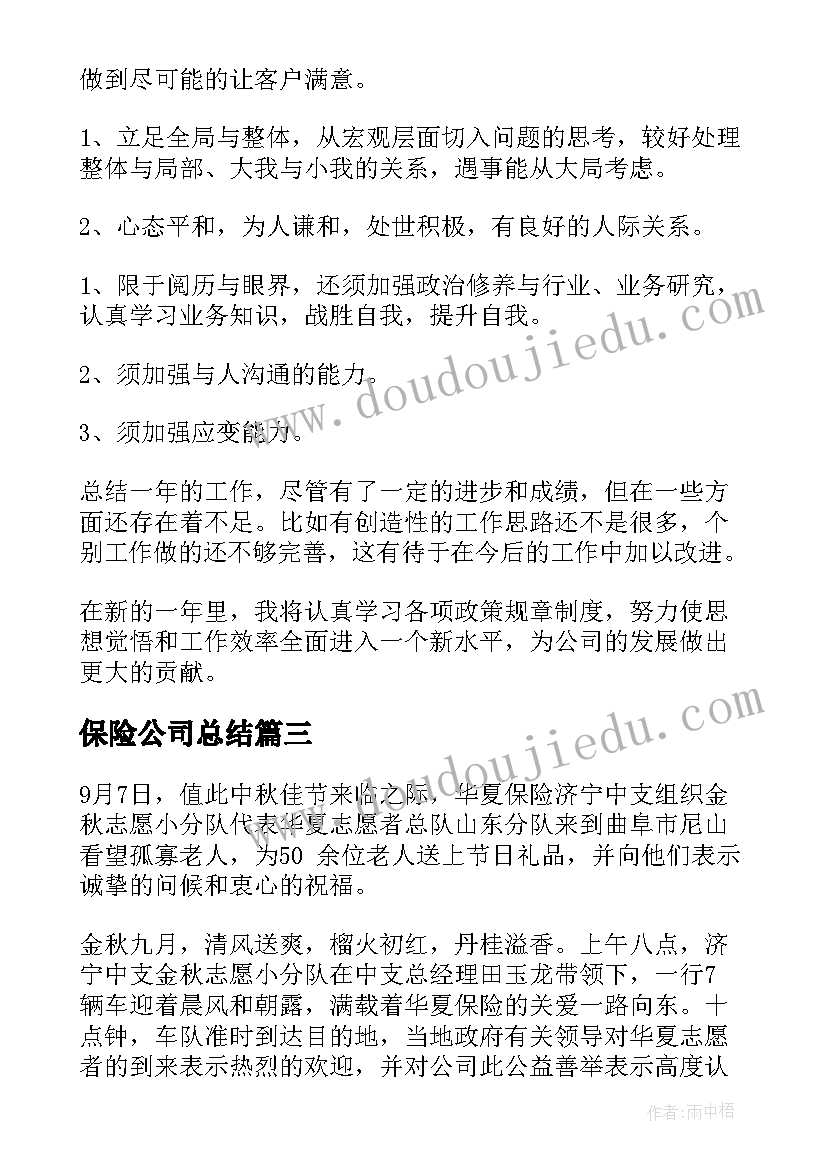 最新保险公司总结 保险公司工作总结(汇总7篇)