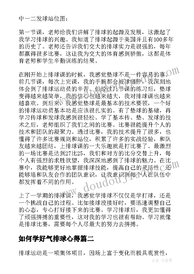 如何学好气排球心得 排球课心得体会(大全9篇)