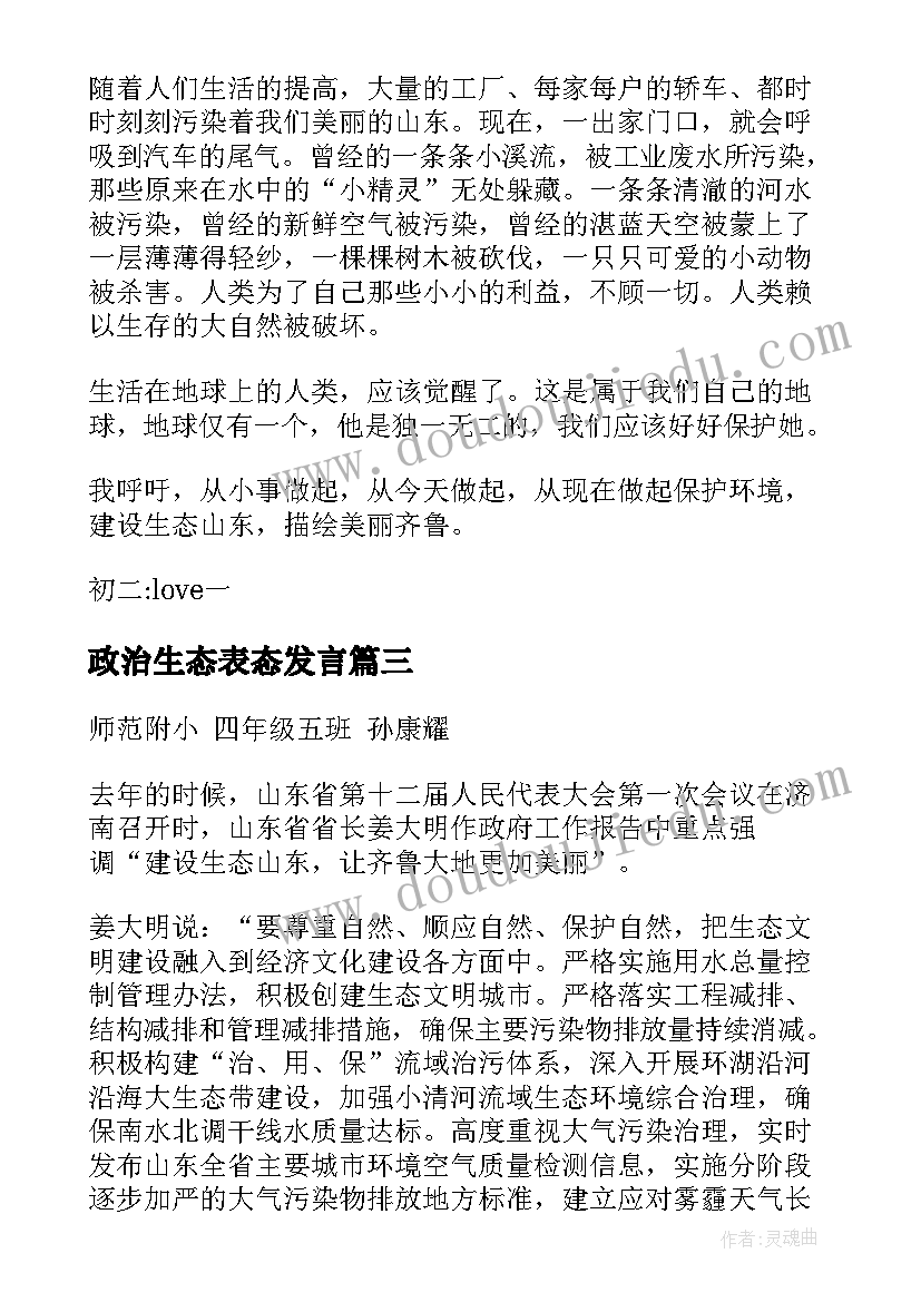 2023年政治生态表态发言(精选5篇)