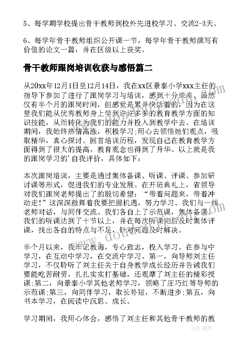 2023年骨干教师跟岗培训收获与感悟 骨干教师的培训方案(通用10篇)