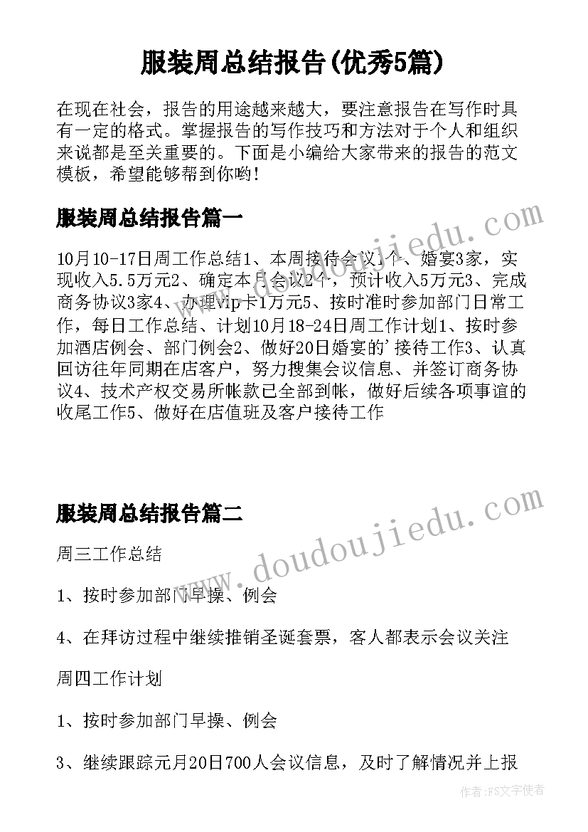 服装周总结报告(优秀5篇)