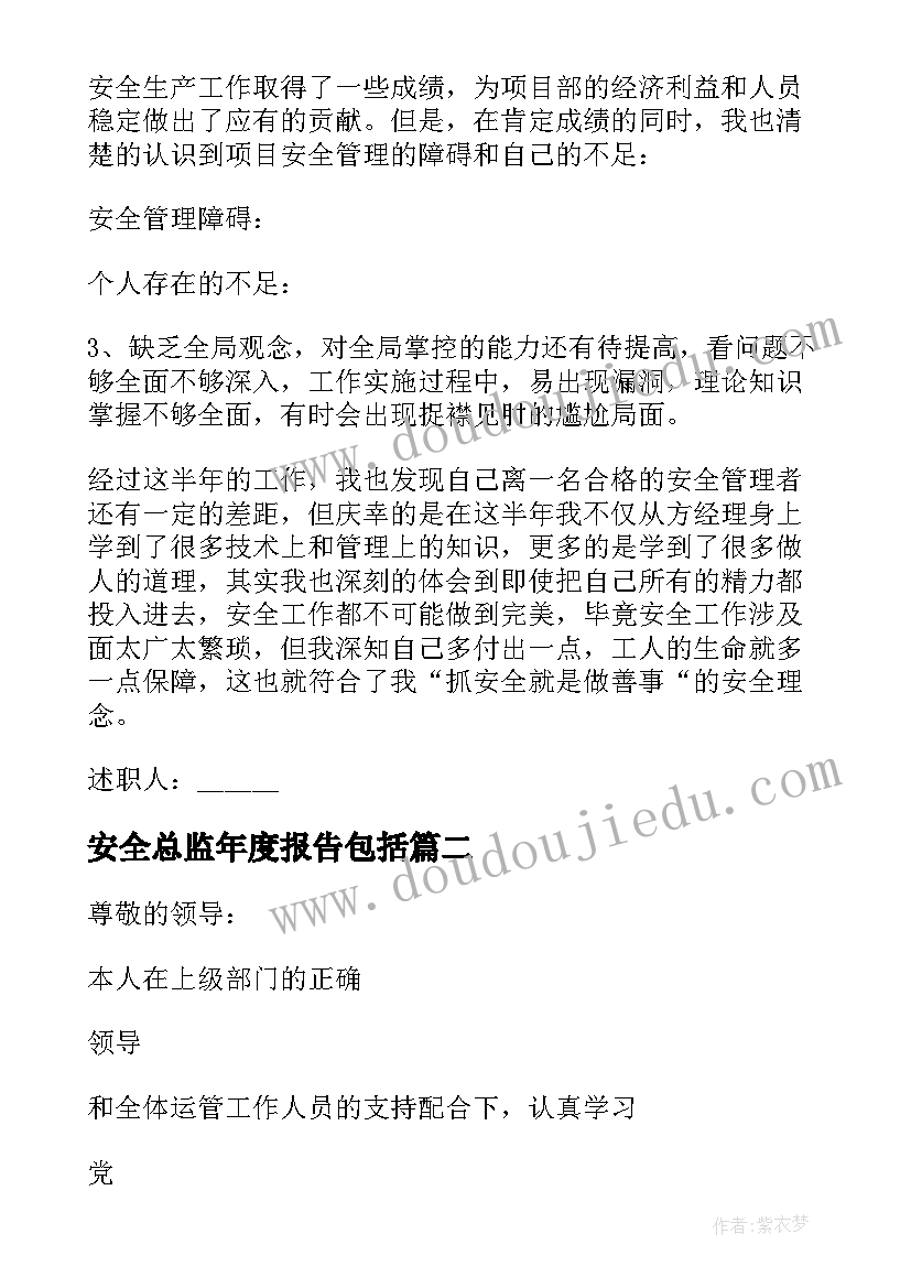 2023年安全总监年度报告包括(通用5篇)