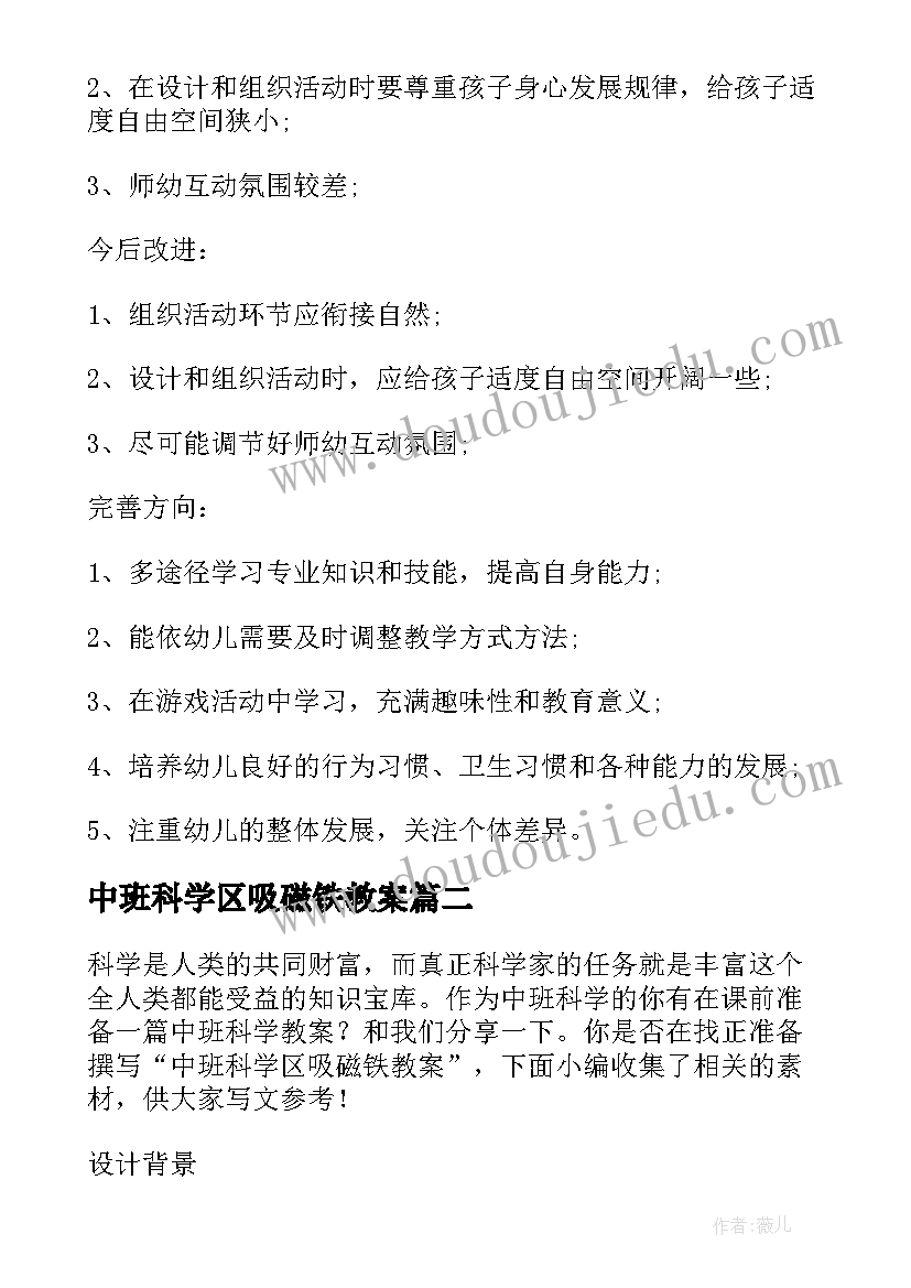 最新中班科学区吸磁铁教案(实用5篇)