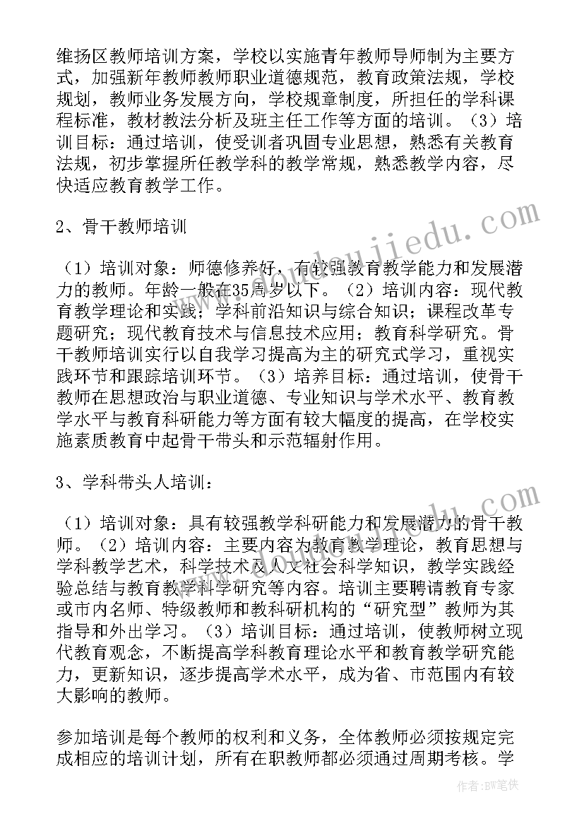 学校教师培训计划(模板5篇)