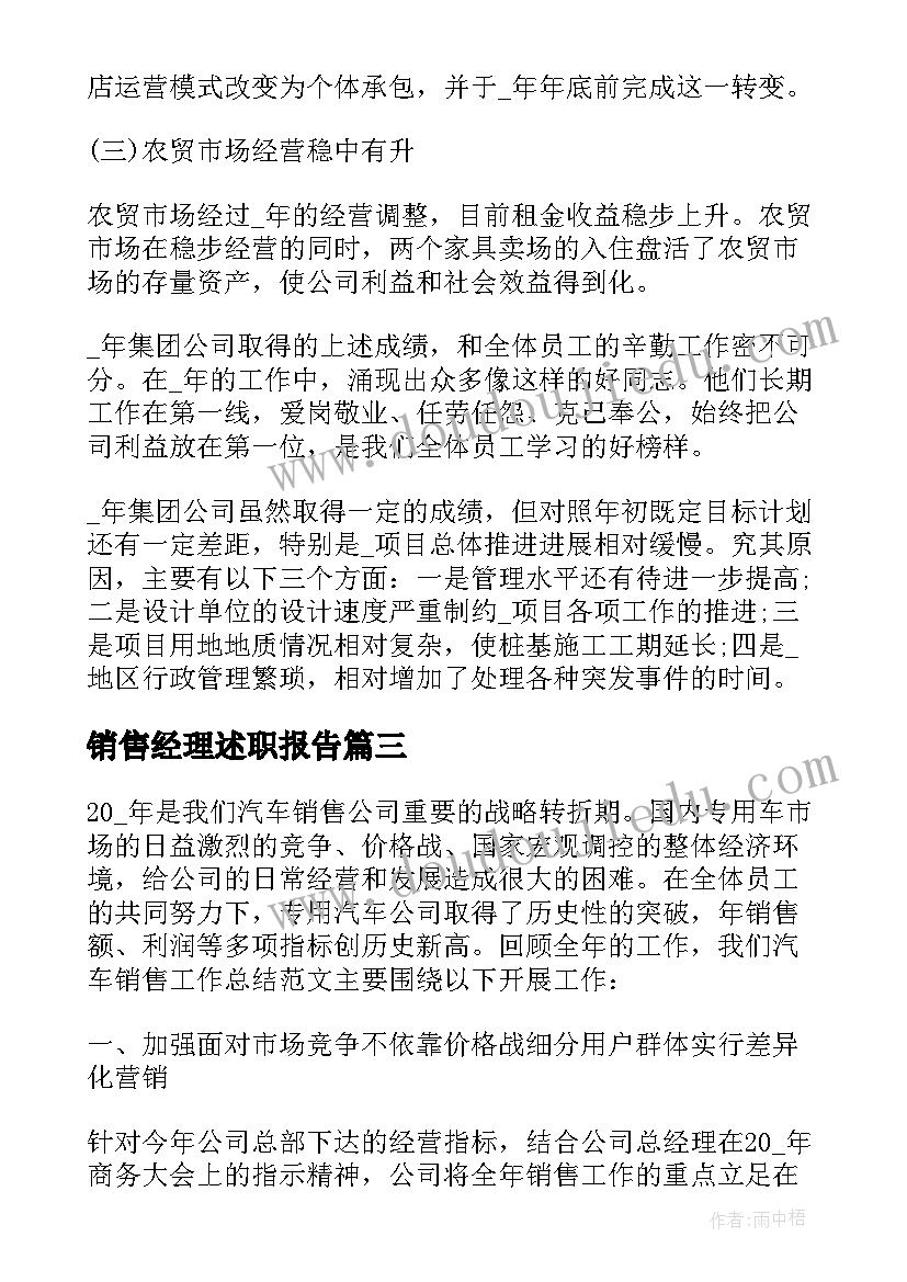 2023年销售经理述职报告(实用6篇)