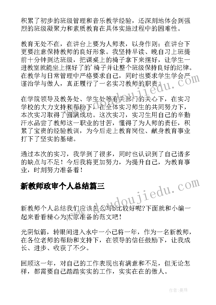 2023年新教师政审个人总结(汇总5篇)