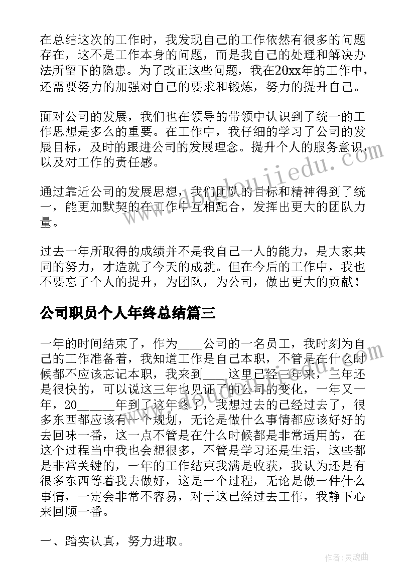 2023年公司职员个人年终总结(大全9篇)