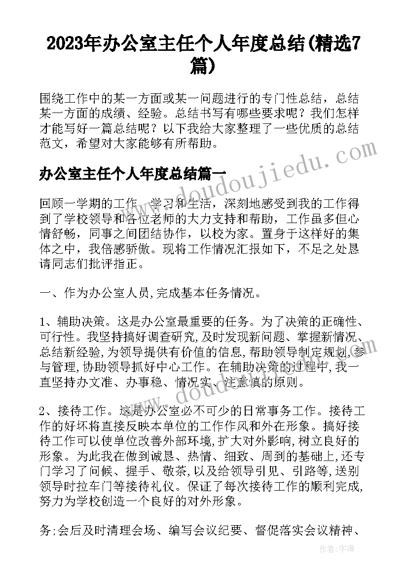 2023年办公室主任个人年度总结(精选7篇)