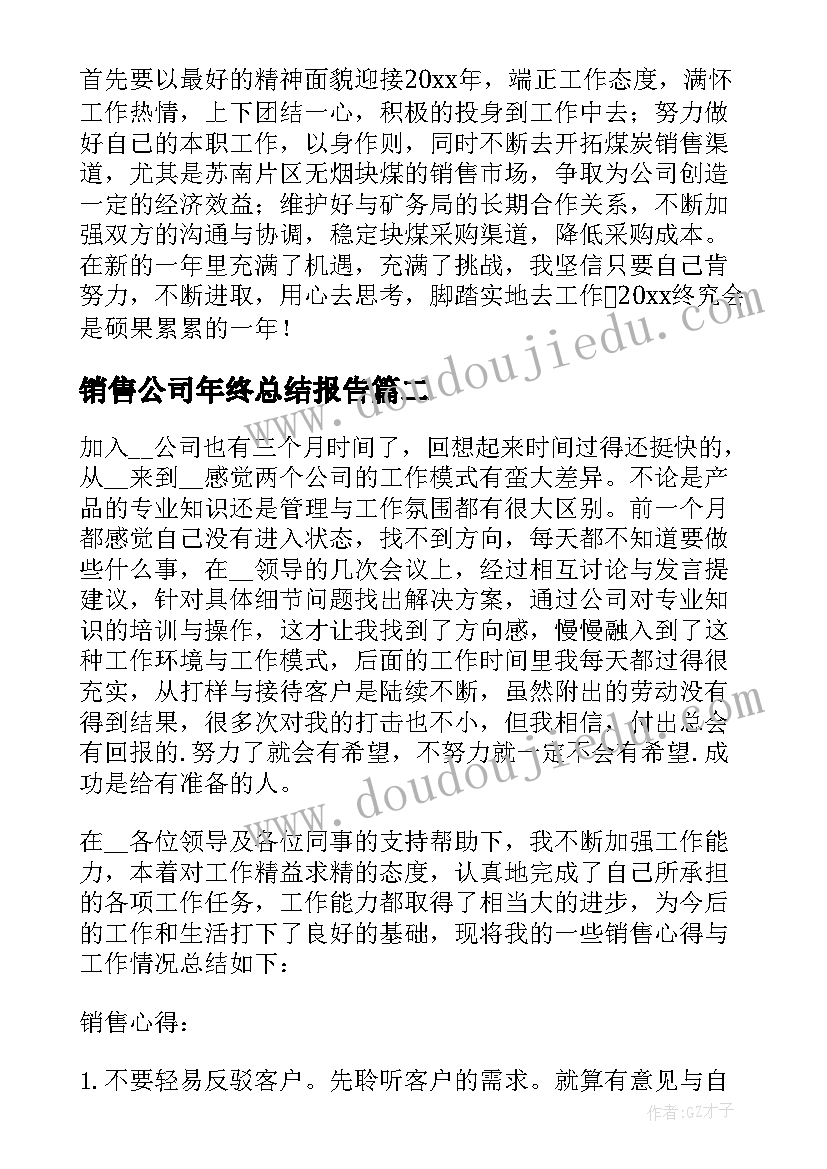 最新销售公司年终总结报告(汇总5篇)