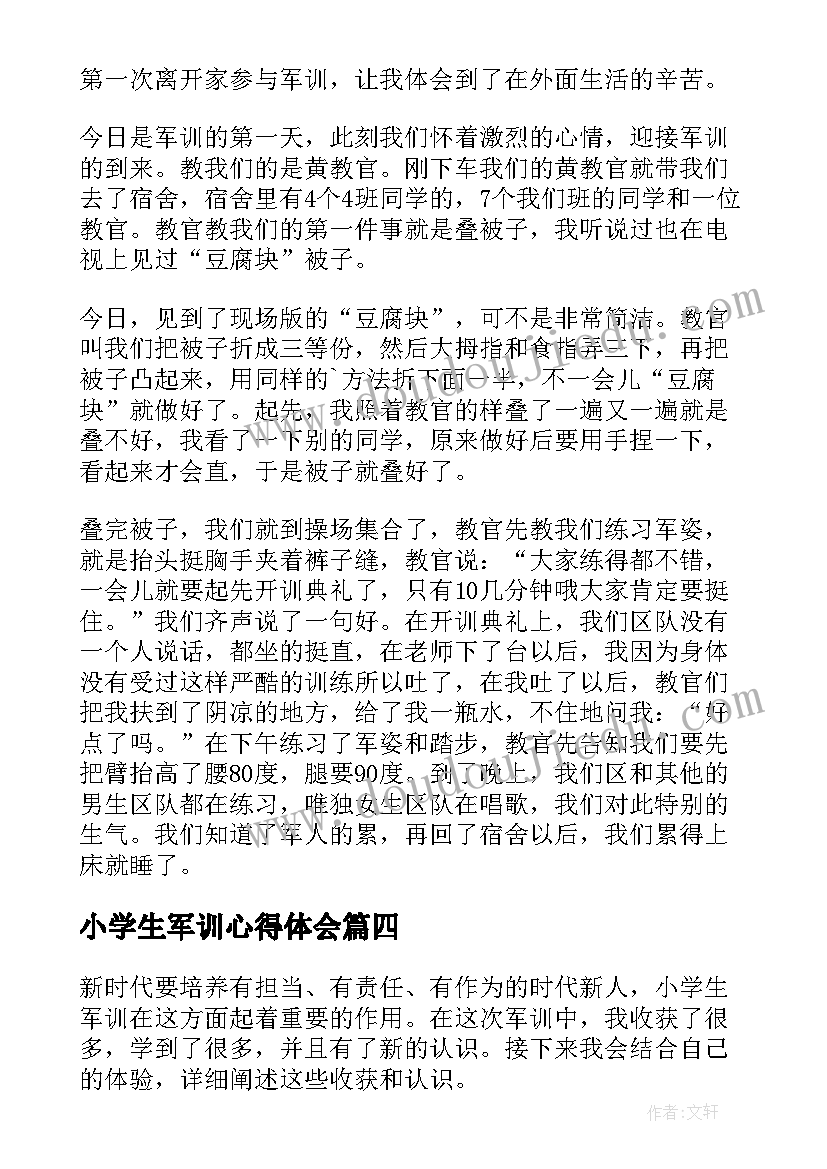 2023年小学生军训心得体会 小学生放假前军训心得体会(模板6篇)