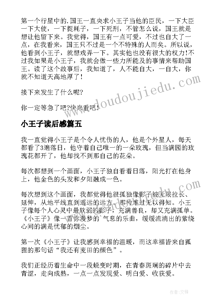 2023年小王子读后感(汇总7篇)