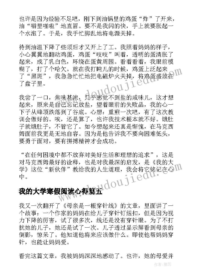 2023年我的大学寒假阅读心得(大全5篇)