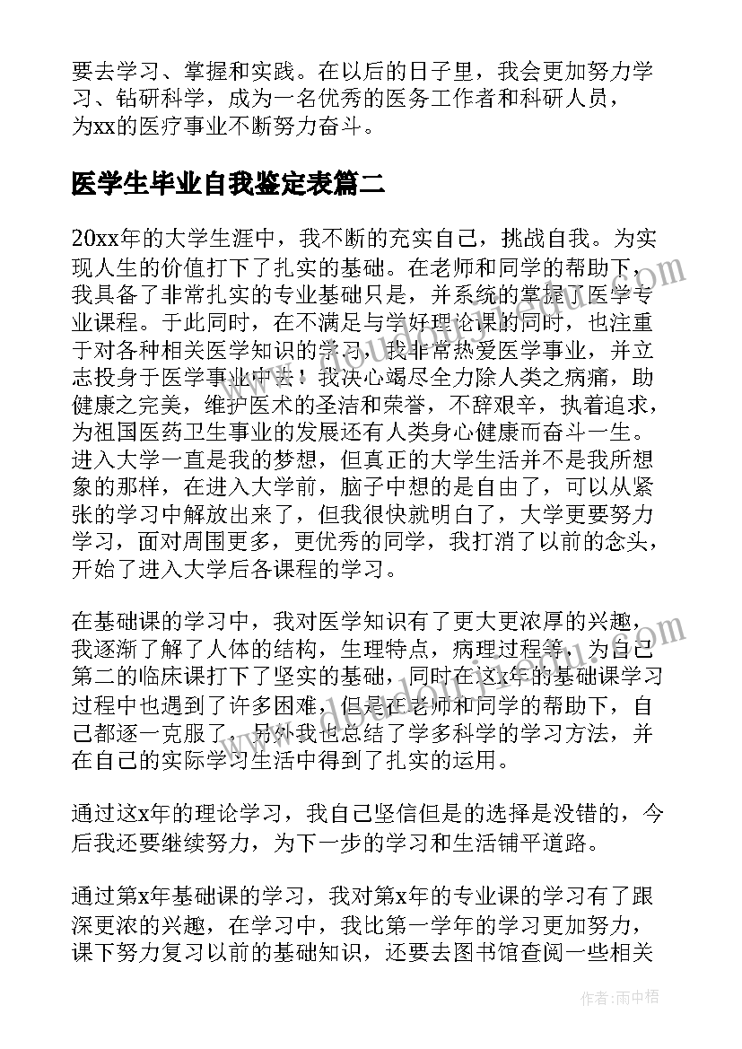 医学生毕业自我鉴定表(精选6篇)