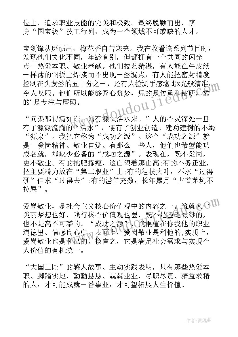 大国工匠人物心得体会(优质9篇)