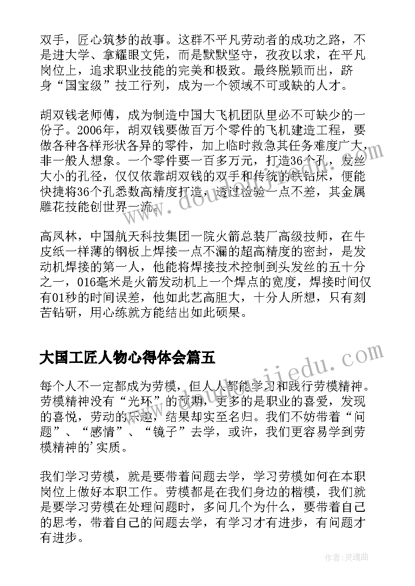 大国工匠人物心得体会(优质9篇)