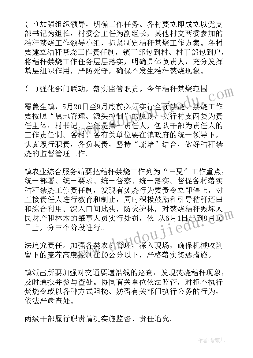 2023年乡镇秸秆禁烧方案 乡镇秸秆禁烧工作方案(通用5篇)