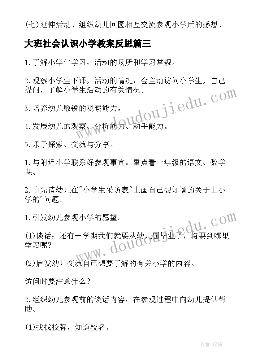 2023年大班社会认识小学教案反思(优质5篇)