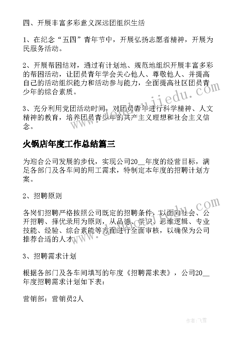 2023年火锅店年度工作总结(大全5篇)