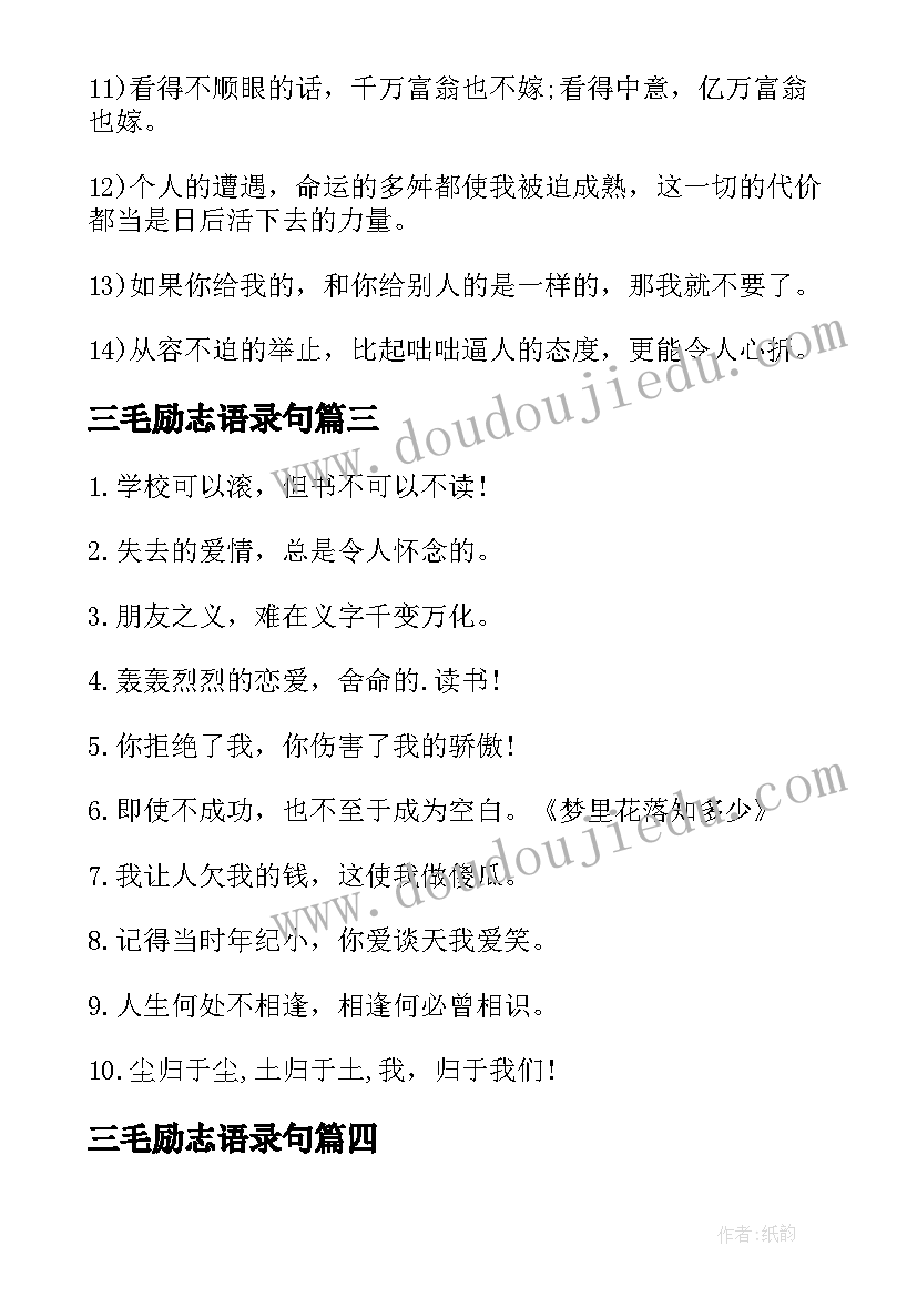 2023年三毛励志语录句 三毛励志经典语录(汇总5篇)